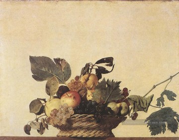 Panier de fruits Caravaggio Nature morte Peinture à l'huile